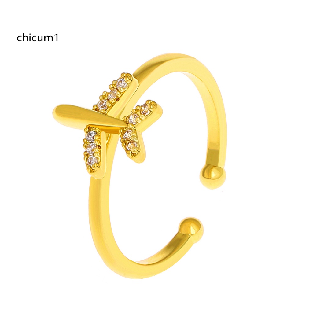 Nhẫn Hở Hình Máy Bay Bằng Kim Loại Lấp Lánh Có Thể Điều Chỉnh