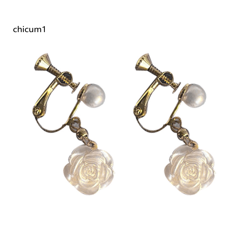 1 Cặp Bông Tai Hợp Kim Hình Hoa Trà Đính Ngọc Trai Giả Mini Thanh Lịch Dễ Phối Đồ Cho Nữ