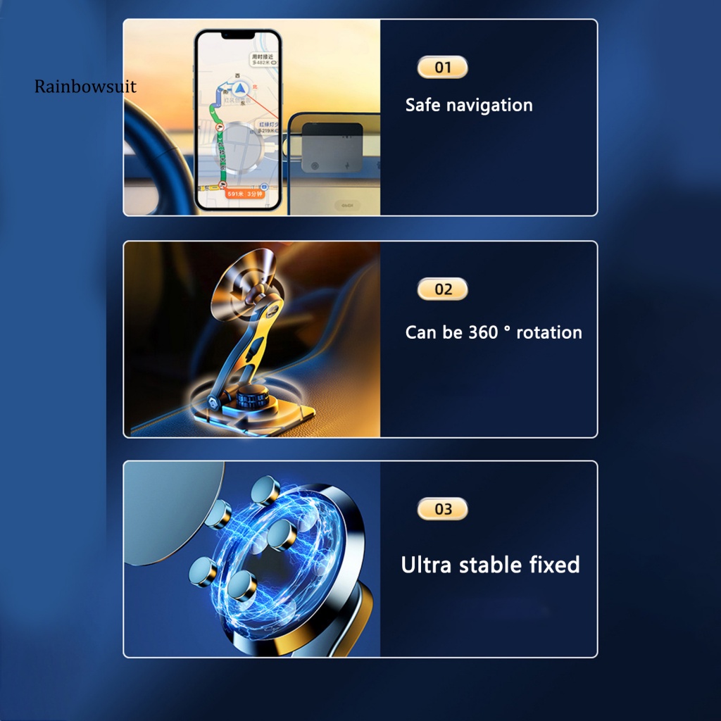 Giá Đỡ Điện Thoại Từ Tính Xoay 360 Độ Không Cần Khoan Lỗ Có Thể Gập Lại Tiện Dụng Cho Xe Hơi