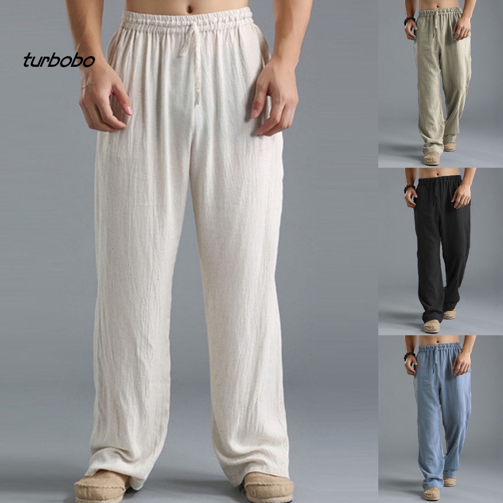 Quần Dài Mỏng Màu Trơn Lưng Thun Co Giãn Thoáng Khí Thời Trang Đường Phố Cho Nam