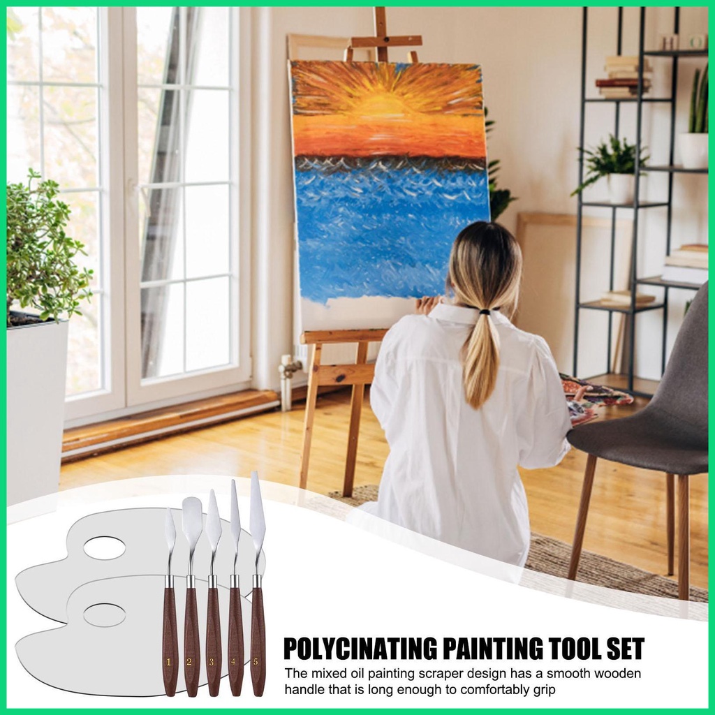 Bộ Dụng Cụ Bảng Pha Màu Bằng Acrylic Trong Suốt Không Dính Kèm Cây Gạt Và Tấm Gạt