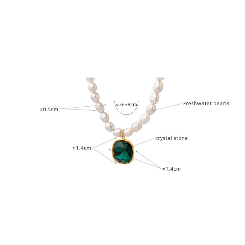 Vòng cổ Ngọc Trai Baroque Dát Đá Pha Lê Hình Chữ Nhật Sang Trọng Nhẹ Nhàng Phong Cách Dongdaemun Hàn Quốc Cho Nữ