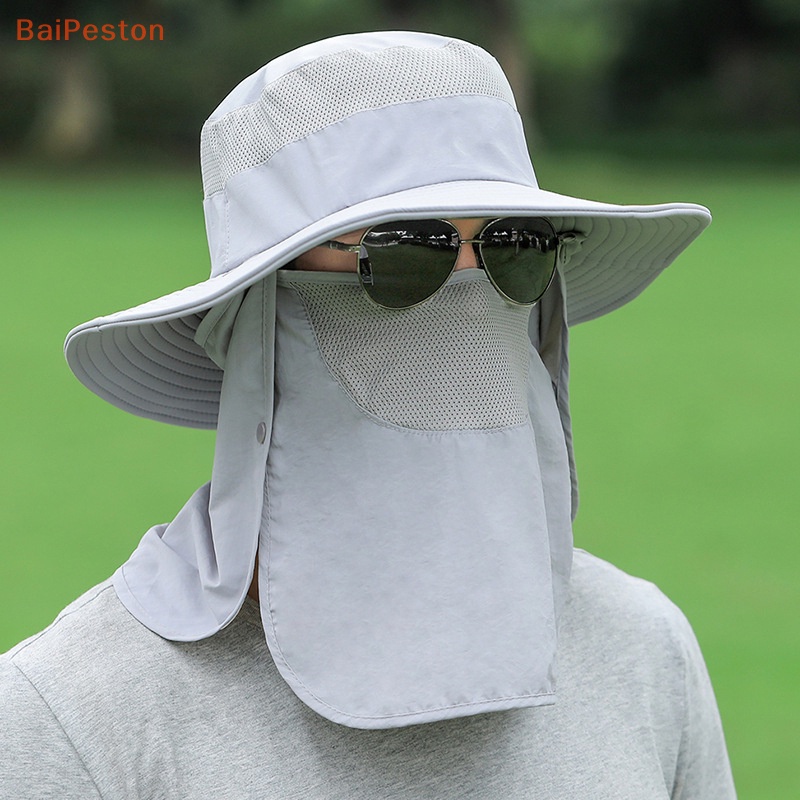 Mũ Rộng Vành Kèm Khẩu Trang Chống Nắng Chất Liệu Nhanh Khô Tiện Dụng Cho Nam Và Nữ