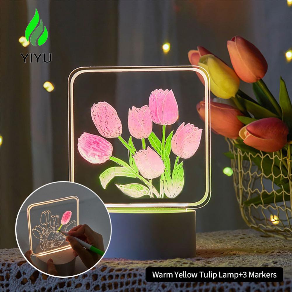 YIYU Đèn LED Để Bàn Hình Hoa Tulip Ấm Áp