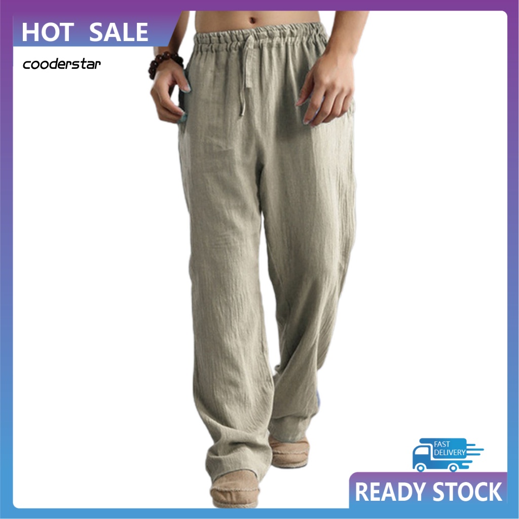 Quần Dài Lưng Thun Màu Sắc Đơn Giản Thoáng Khí Thời Trang Đường Phố Cho Nam