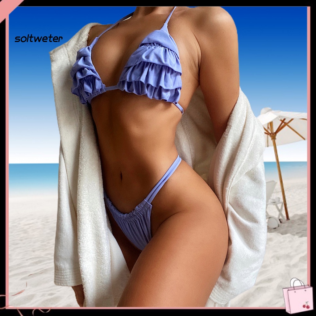 Bộ Bikini 2 Mảnh Màu Sắc Thời Trang Gợi Cảm Cho Nữ