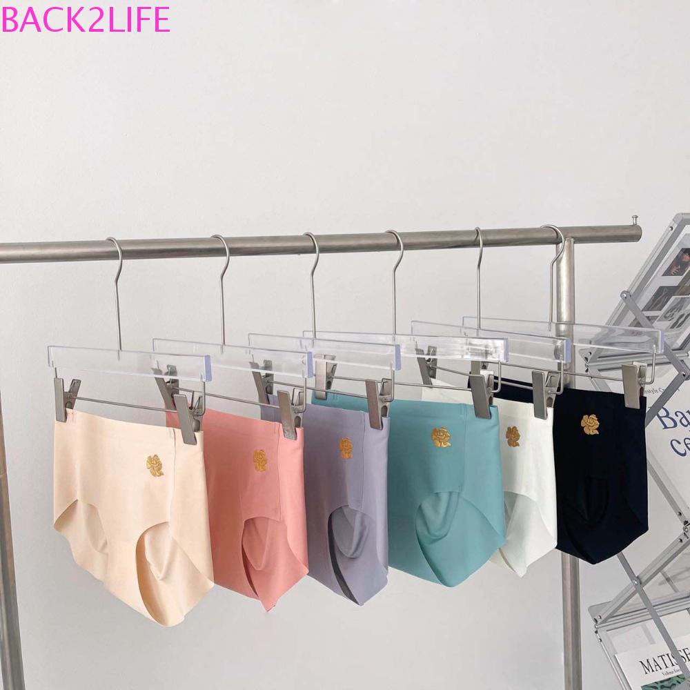 BACK2LIFE Quần Lót Lụa Không Đường May Lưng Vừa Nhanh Khô In Hoa Xinh Xắn Phong Cách Hàn Quốc Cho Bạn Gái
