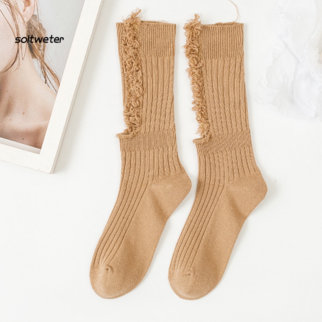 1 Đôi Tất Cotton Mềm Mại Thấm Hút Mồ Hôi Thoáng Khí Màu Trơn Có Lỗ Dài Co Giãn Tốt Bảo Vệ Chân Cho Nữ