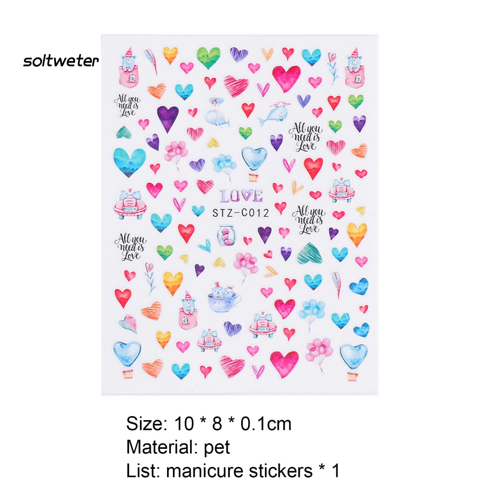 Miếng Dán Móng Tay Hình Trái Tim Dễ Thương Cho Cặp Đôi
