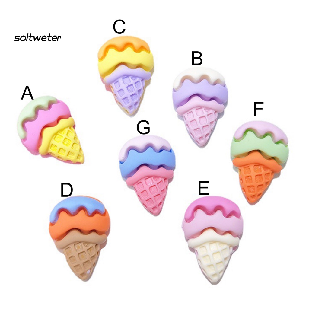 Bộ 20 Phụ Kiện Trang Trí Móng Tay / Điện Thoại Hình Cây Kem 3D Nhiều Màu DIY