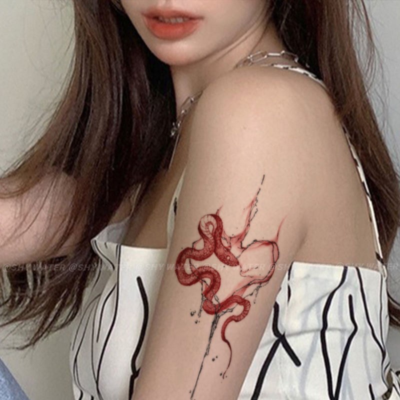 Hình Xăm Dán Tạm Thời Họa Tiết Da Rắn Trái Tim Chống Thấm Nước Lâu Trôi Trong Vòng 3 Ngày