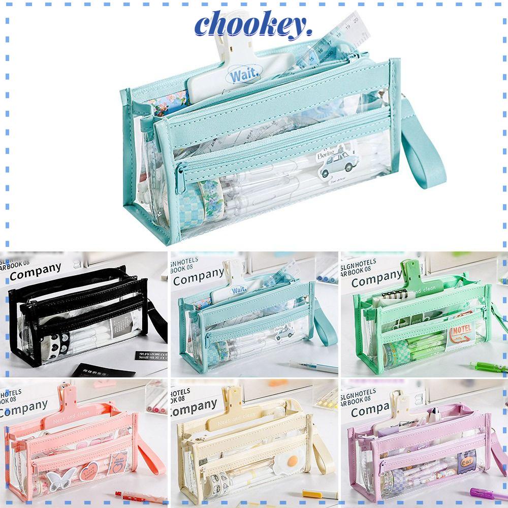 CHOOKEY Túi Đựng Bút Trong Suốt Cỡ Lớn Dành Cho Học Sinh Ốp