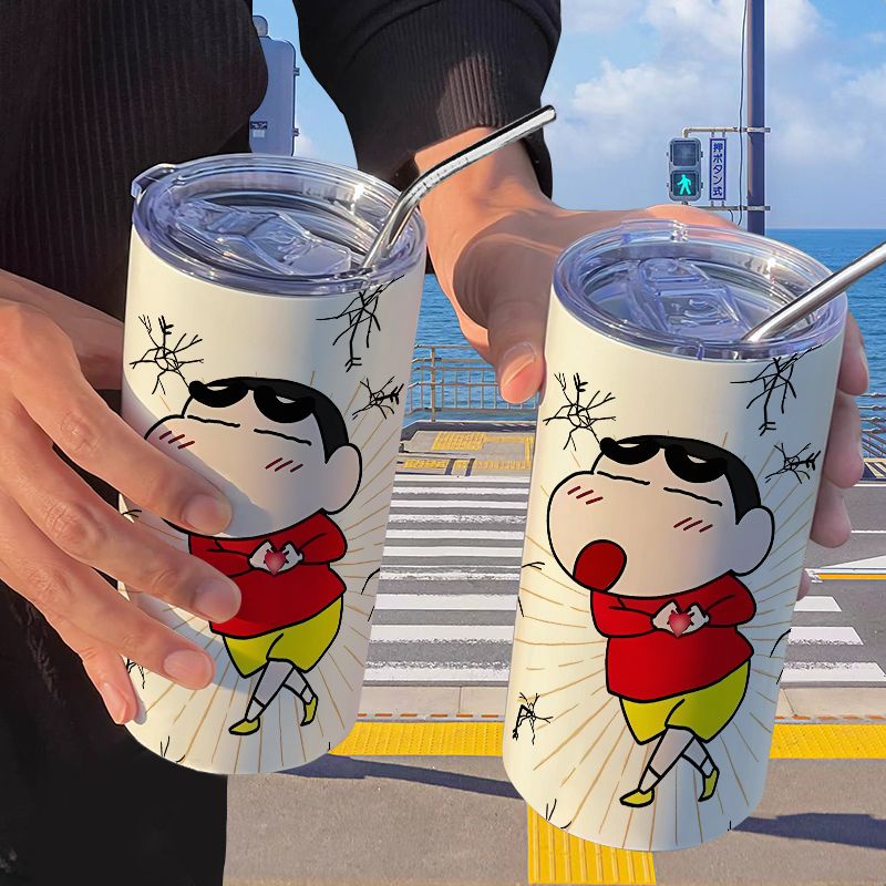 Ly Giữ Nhiệt In Hình Cậu Bé Bút Chì Shin-Chan Nini Kèm Ống Hút Tiện Dụng