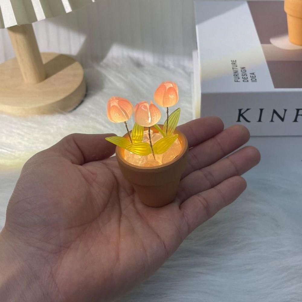 WAPKTY Đèn Ngủ Hình Hoa tulip mini diy Trang Trí Bàn Làm Việc