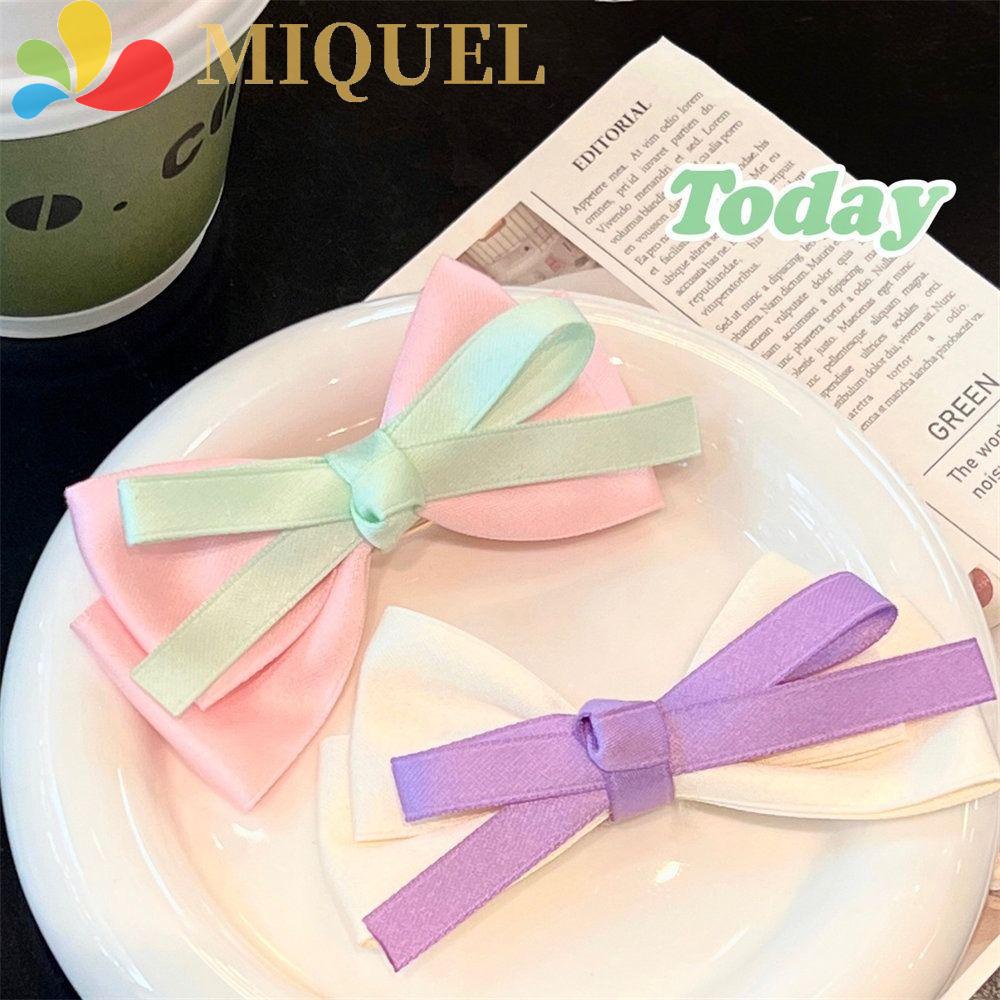 MIQUEL Kẹp Nơ Bằng Vải Màu Sắc Kẹo Ngọt Phong Cách Hàn Quốc Thanh Lịch Dành Cho Tiệc Tùng