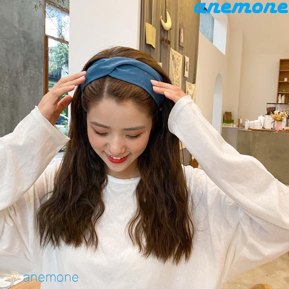 ANEMONE Băng Đô Cài Tóc Da Lộn Màu Sắc Ngọt Ngào Phong Cách Hàn Quốc Cho Nữ