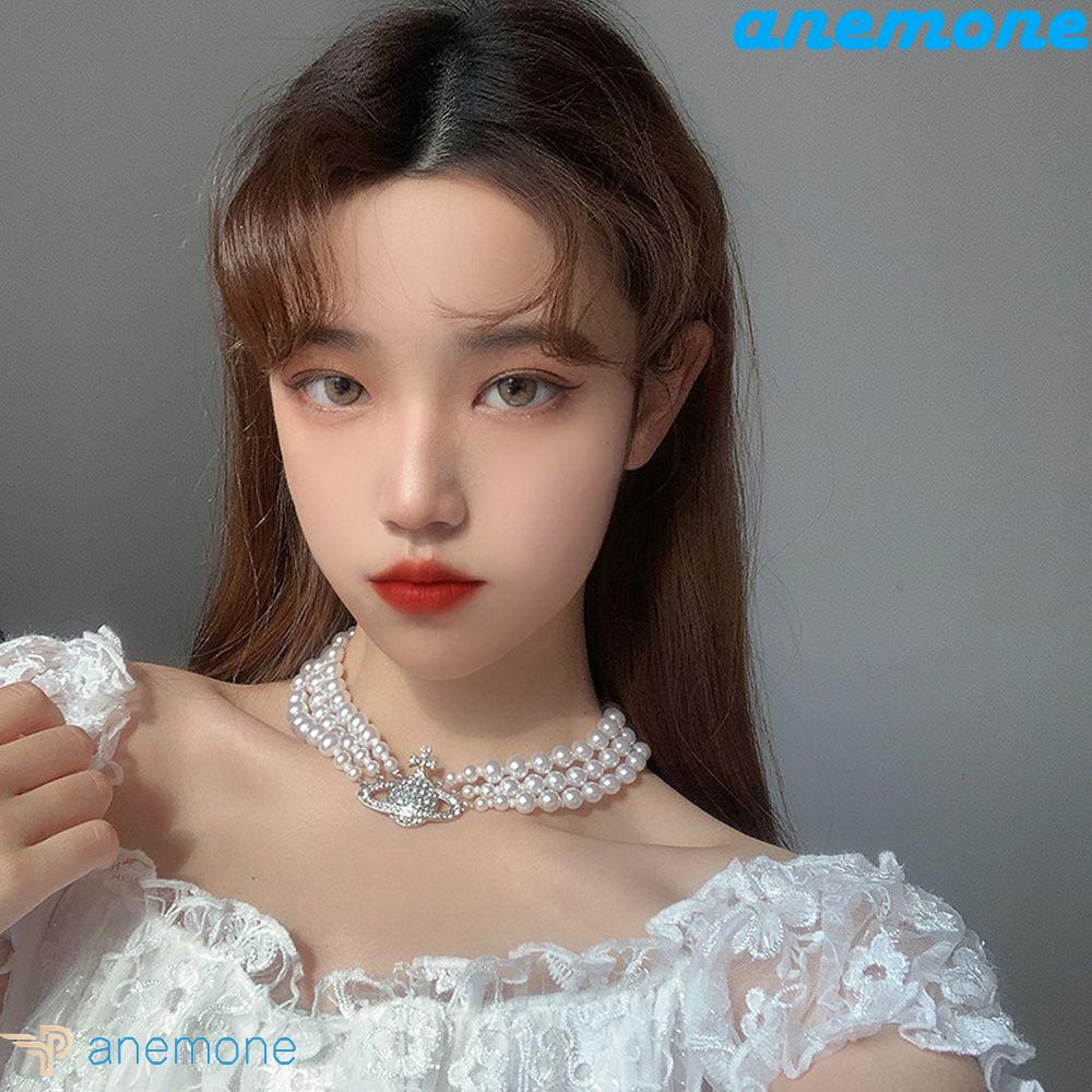 ANEMONE Vòng cổ Ba Lớp Mặt Thánh Giá Đính Đá Sang Trọng Cho Nữ