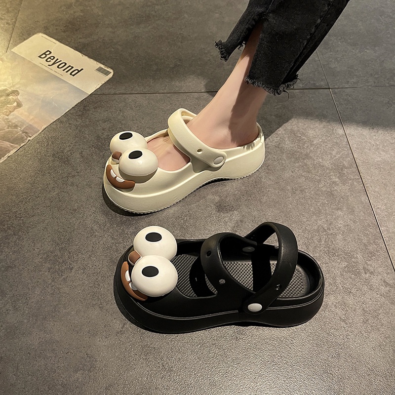 ❤️BAILUDAREN❤️Sục đục lỗ chống trượt hình hoạt hình chó mắt to dễ thương cho nữ