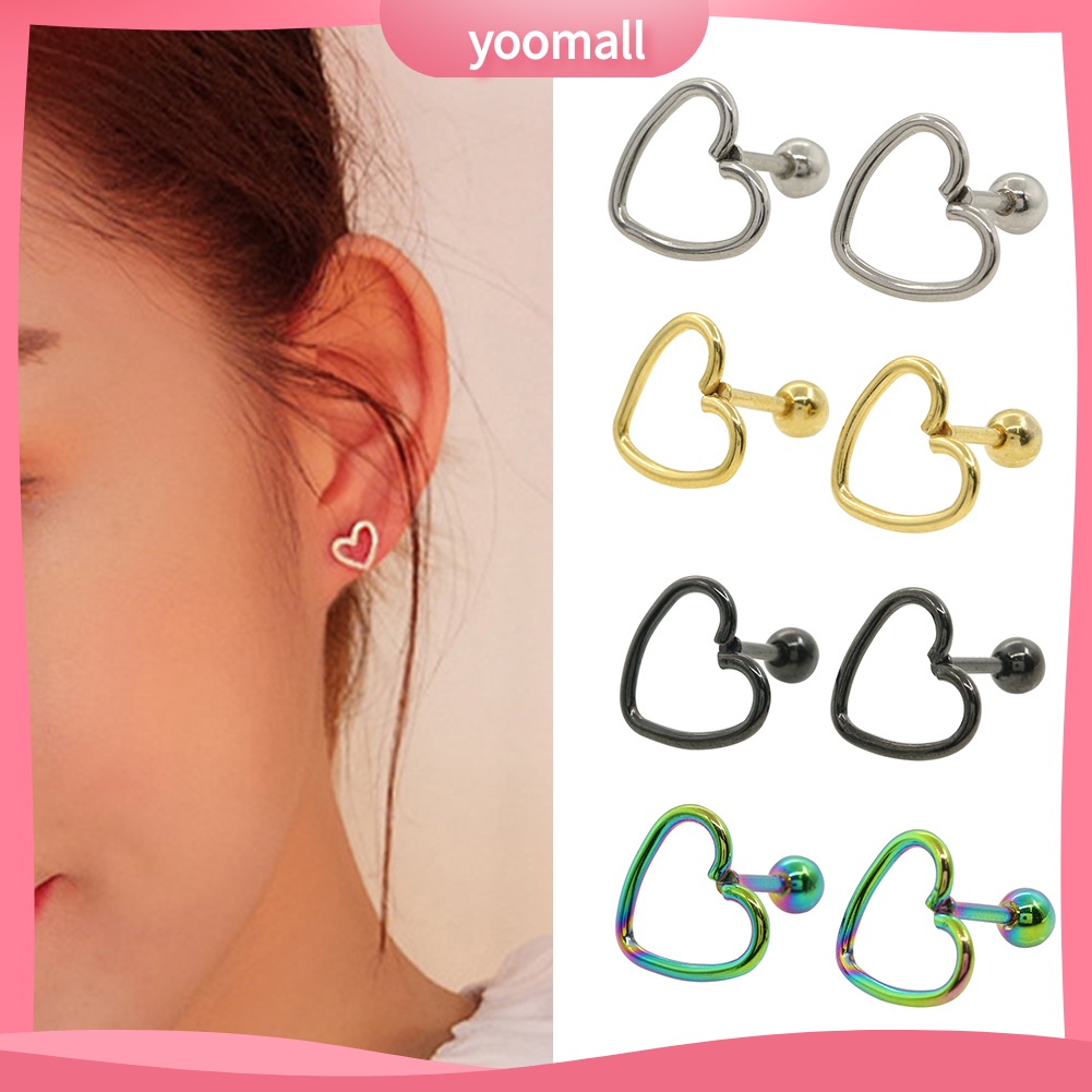 Khuyên Tai Thép Không Gỉ Hình Trái Tim Thời Trang Dành Cho Nữ