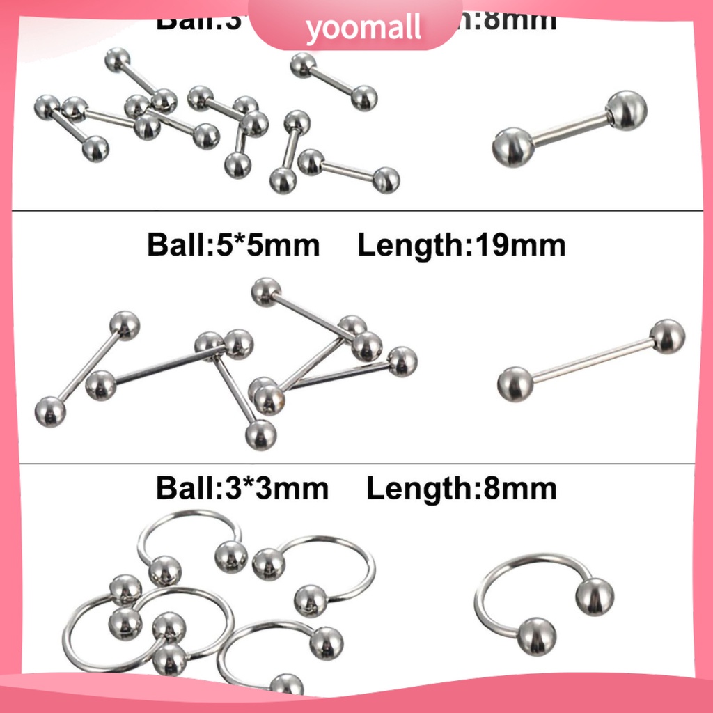 15 / 60 / 85 Khuyên Xỏ Cơ Thể Bằng Thép Không Gỉ 316L Thời Trang