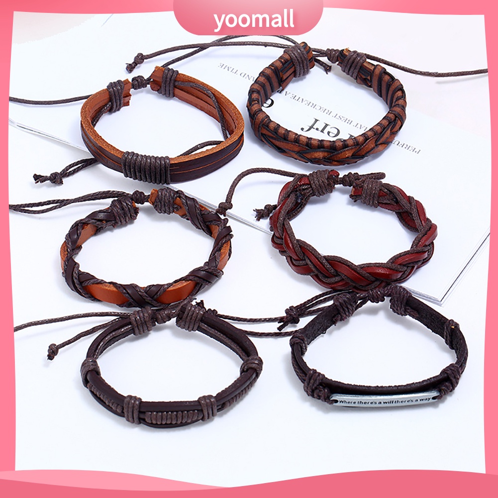 Set 6 Vòng Tay Giả Da Thời Trang Cho Nam