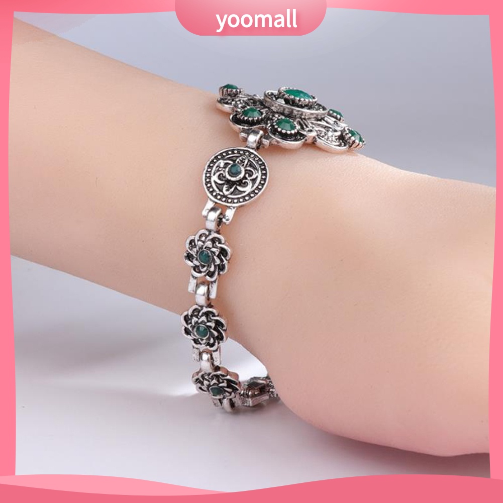 Vòng Tay Đính Đá Quý Nhân Tạo Hình Hoa Phong Cách Vintage Dành Cho Nữ