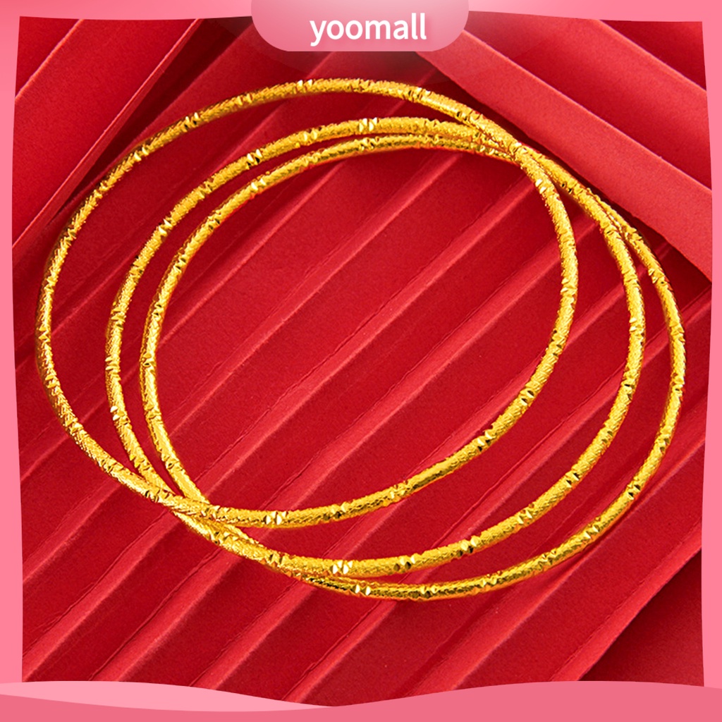 [YM] Set 3 Vòng Tay Bắt Mắt Màu Vàng Đồng Thau Tinh Tế Quyến Rũ Tinh Tế Hằng Ngày Cho Nữ Giới