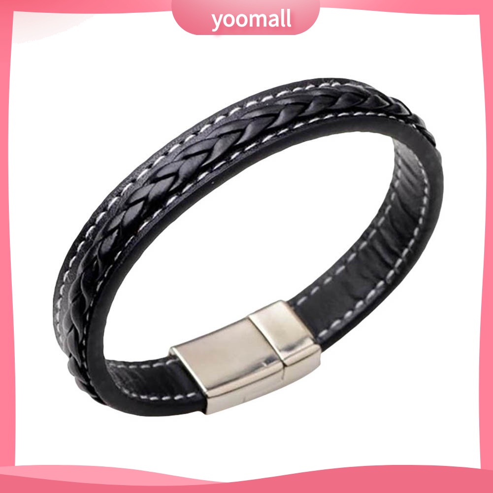 [YM] Vòng Tay Bện Dây Màu Trơn Khóa ic Thời Trang Quà Tặng Cho Nam