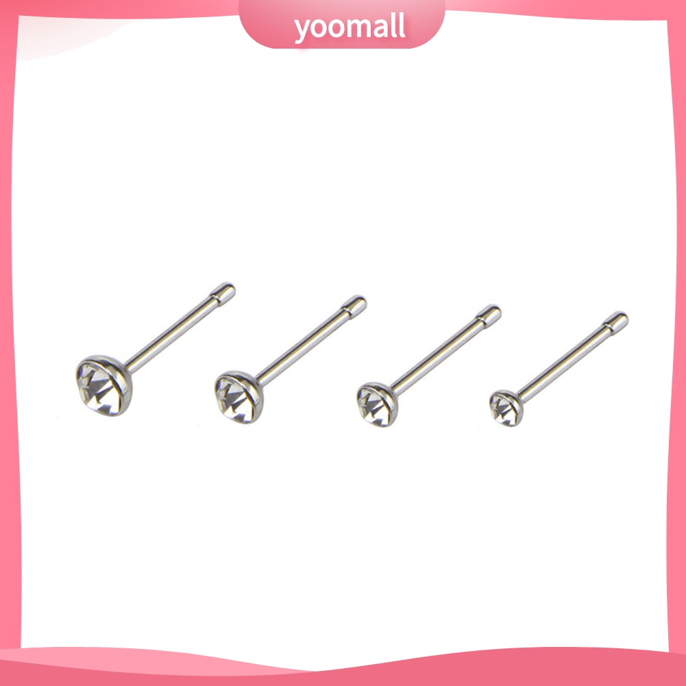 Set 14 Khuyên Mũi Thép Không Gỉ Đính Đá Nhân Tạo Thời Trang