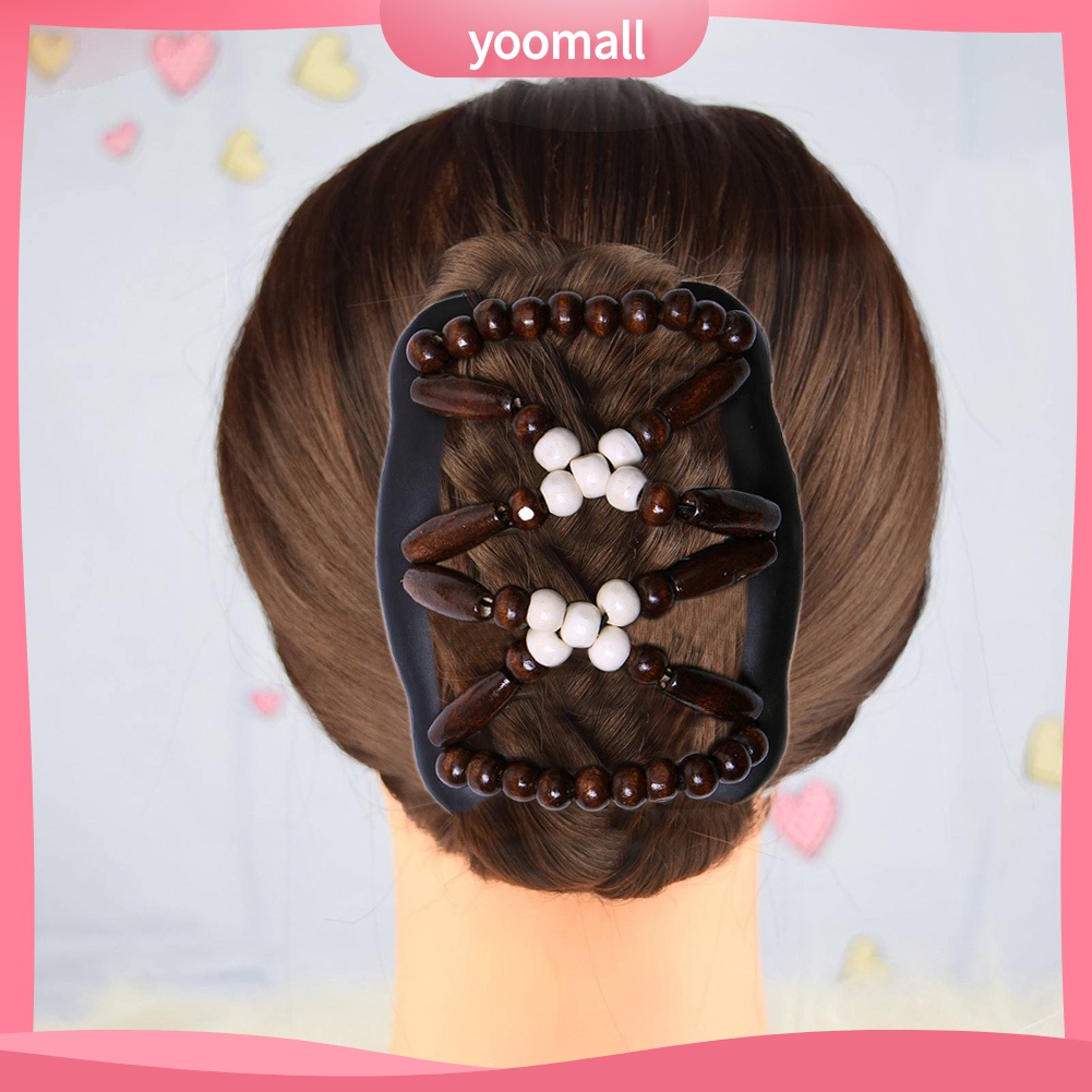 Lược Cài Tóc Đính Hạt Gỗ Đôi Tạo Kiểu Tóc Thời Trang Cho Nữ