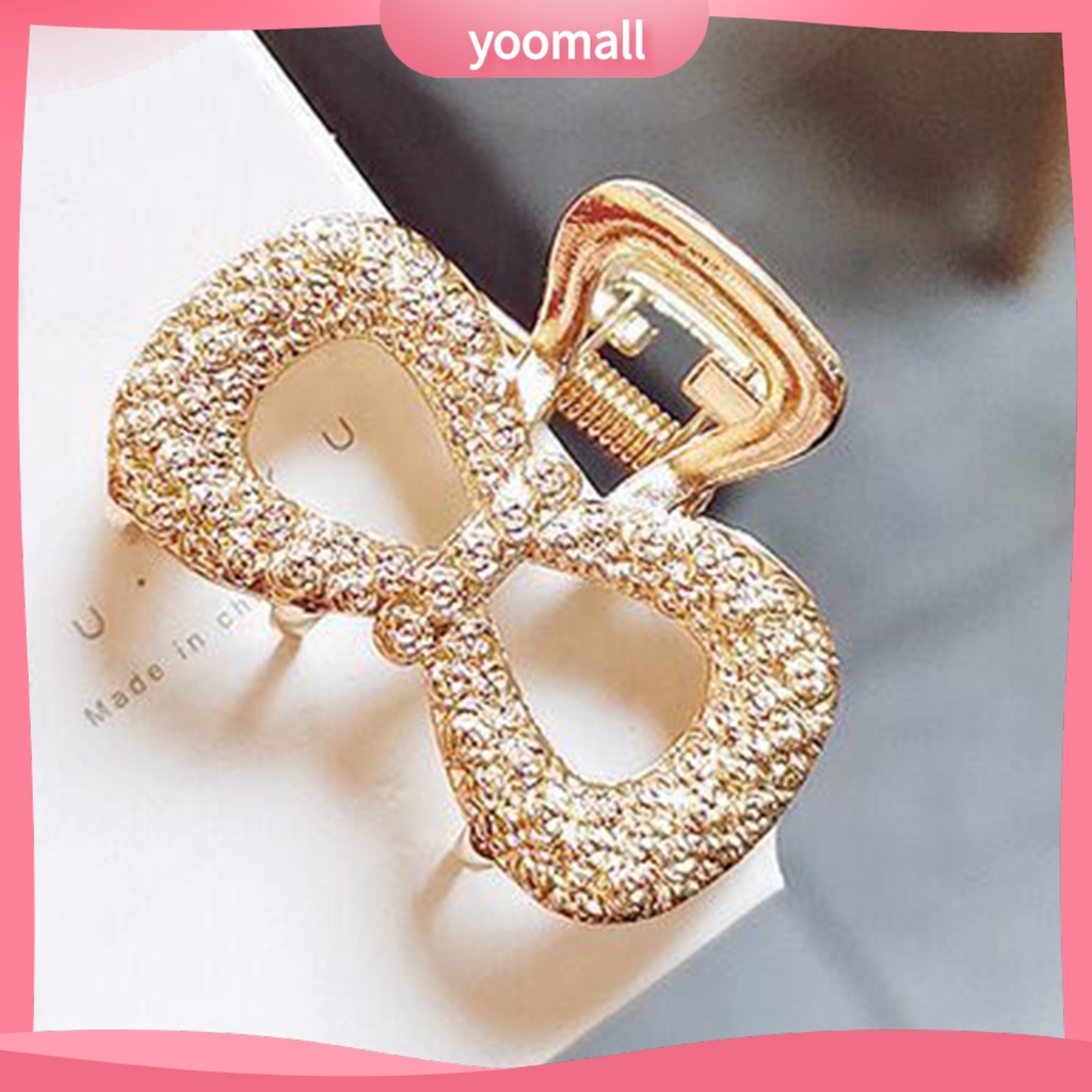 [YM] Kẹp Tóc Kẹp Móng Vuốt Nhiều Kiểu Dáng Đơn Giản Thanh Lịch Sáng Bóng Hình Nơ / Chữ Nhật / Trái Tim / Mặt Trăng / Elip Bằng Hợp Kim