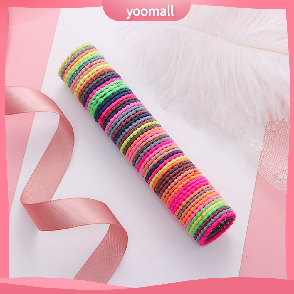 Set 50 Dây Cột Tóc Co Giãn Trang Trí Hình Nơ Xinh Xắn Cho Nữ