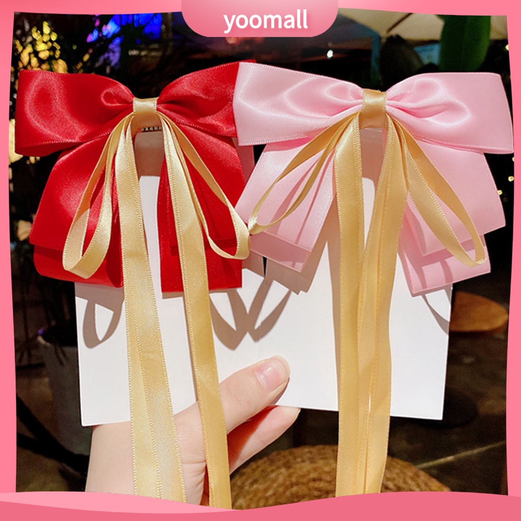 Kẹp Tóc Nơ Ruy Băng Dài Co Giãn Ngọt Ngào Cho Nữ