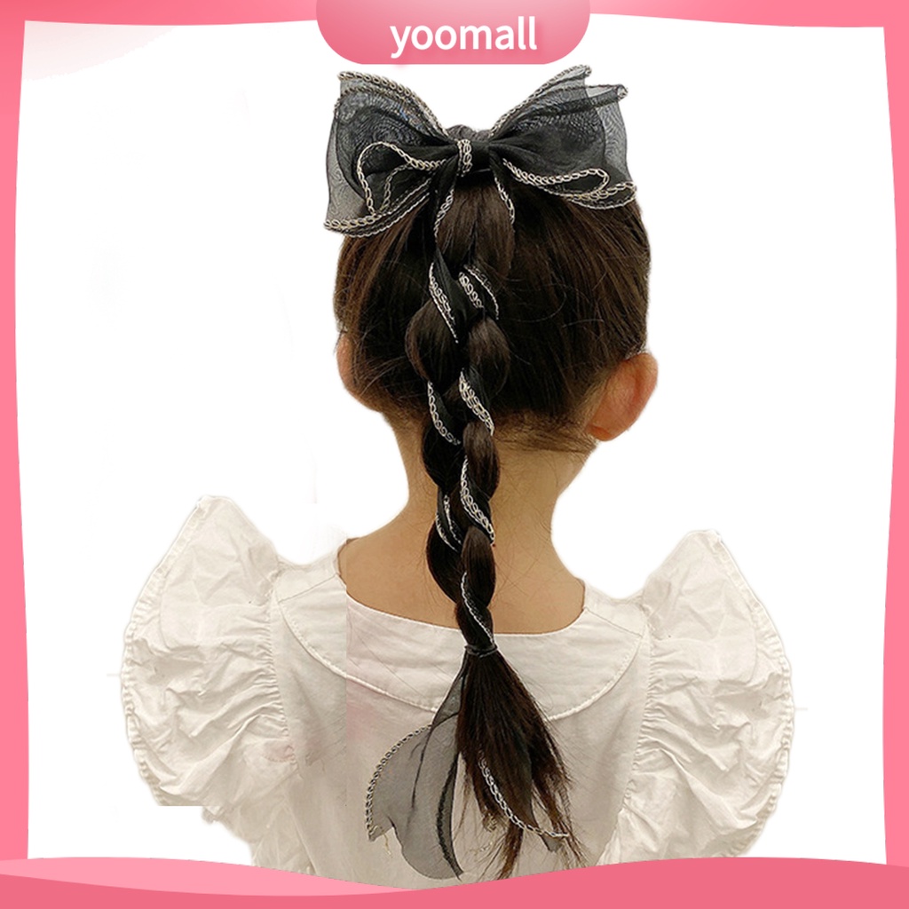 Kẹp Tóc Nơ Lưới Ruy Băng Dài Phong Cách Hàn Quốc Cho Nữ