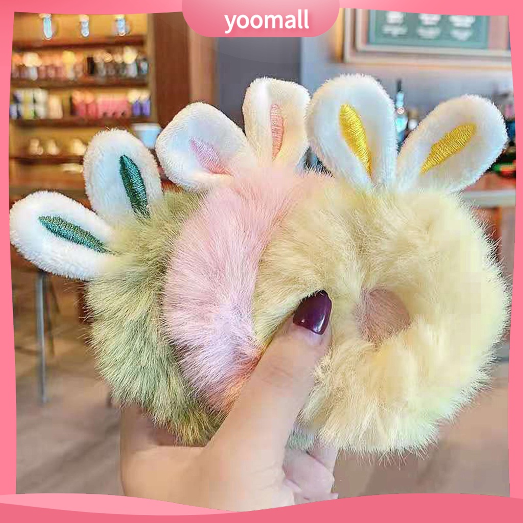 [YM] Dây Buộc Tóc Co Giãn Tốt Đính Tai Thỏ Hoạt Hình Bằng Lông Thỏ Giả Thoải Mái Độ Co Giãn Cao Trang Trí Sức Khỏe Hàng Ngày Cuộc Sống Hàng Ngày