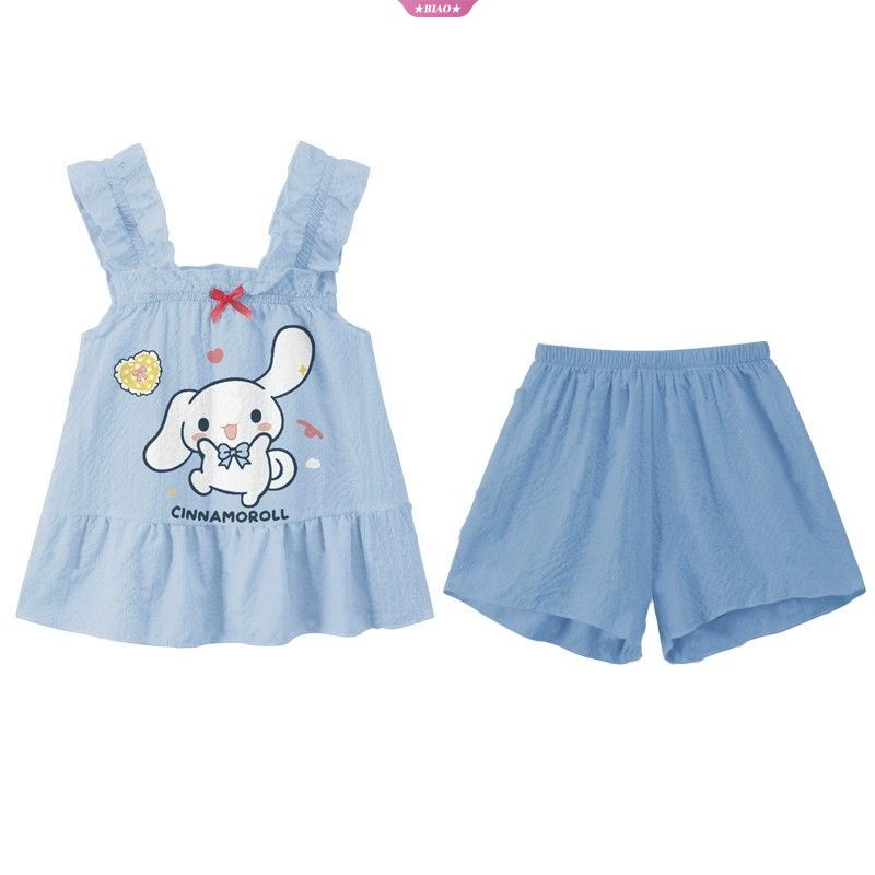 Sanrio Bộ Đồ Ngủ Hai Dây Mỏng Mùa Hè In Hình Cinnamoroll Dễ Thương Cho Bé Gái