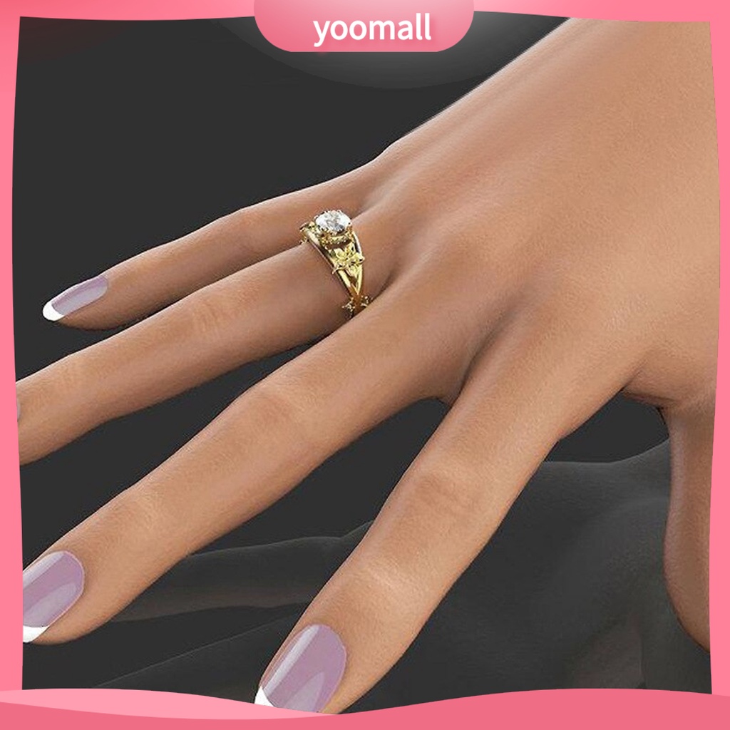 Nhẫn Cưới Hai Lớp Họa Tiết Hoa Lấp Lánh Hợp Thời Trang Cho Nữ