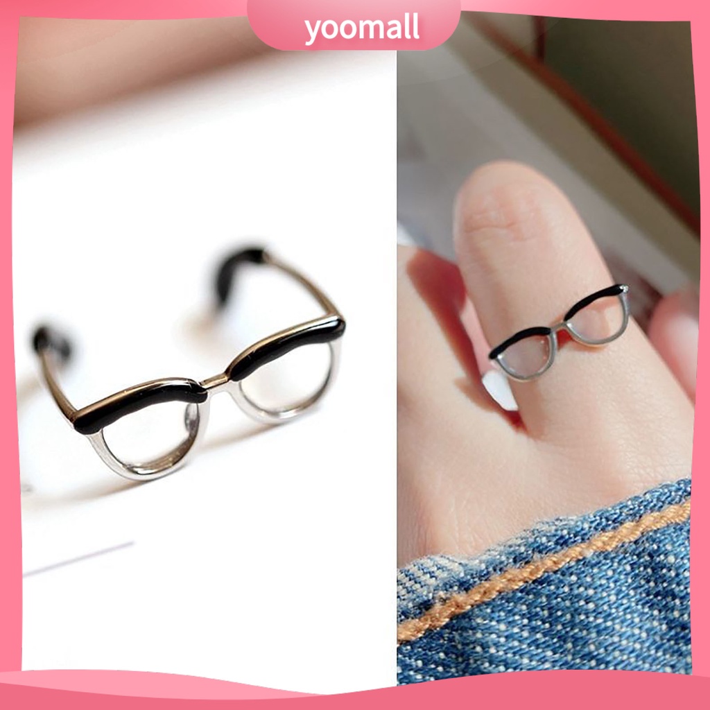 [YM] Nhẫn Dạng Mở Mặt Kính Có Thể Điều Chỉnh Cho Nữ Mặc Hàng Ngày