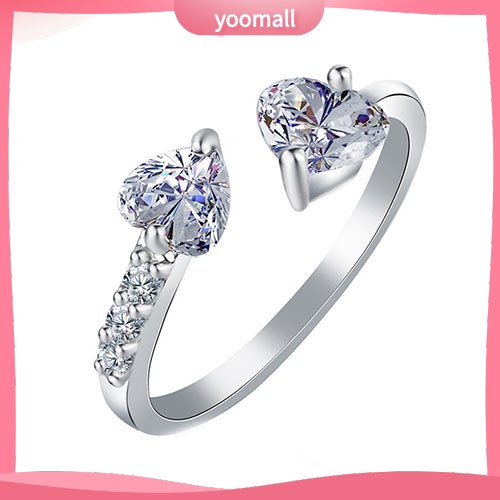 Nhẫn Đồng Đính Đá Hình Trái Tim Xinh Xắn Cho Nữ