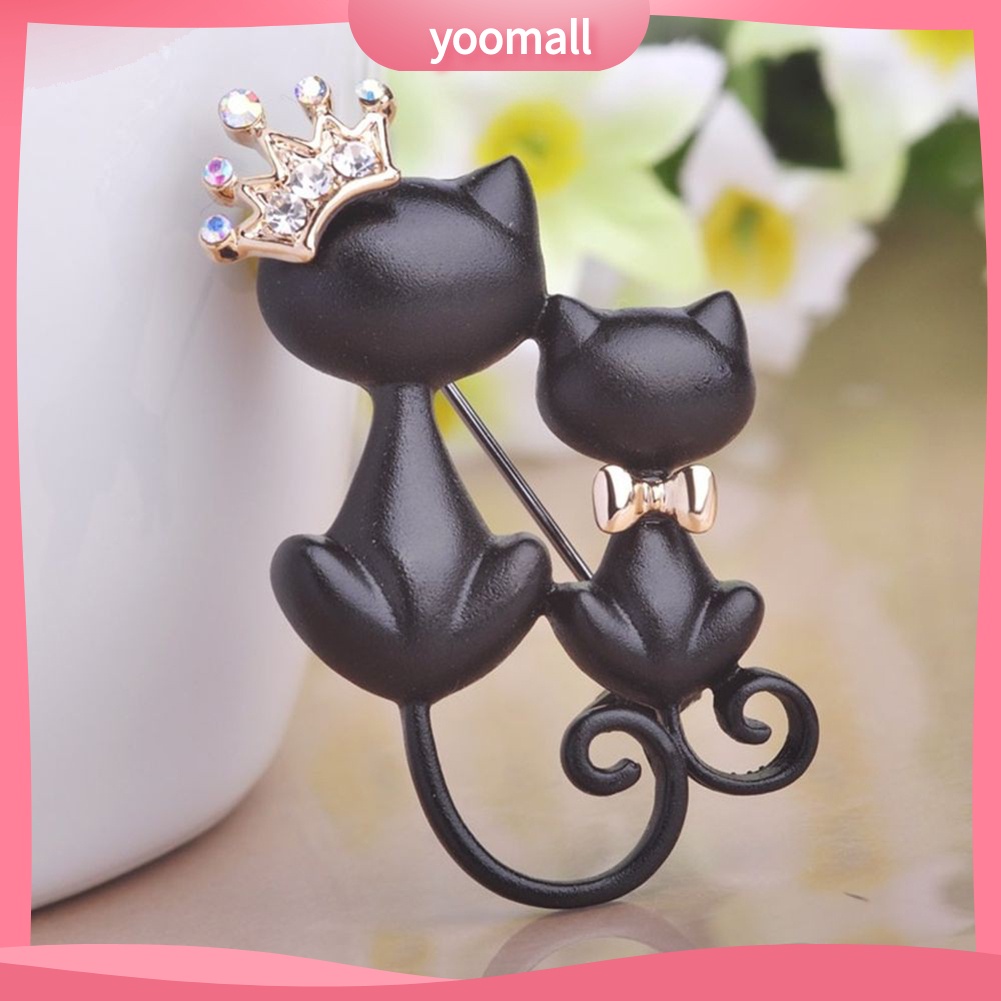 Ghim Cài Áo Hình Mèo Đính Đá Nhân Tạo Thời Trang