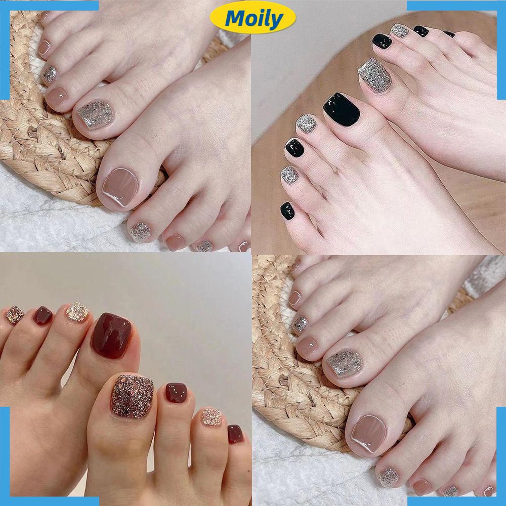 MOILYVN Bộ 24 Móng Chân Giả Trang Trí Nghệ Thuật