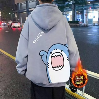 M-8XL[ có size 30 kg_120 kg ]áo khoác nam hoodie Tay Dài Dáng Rộng In Hình Cá Mập Hoạt Hình Phong Cách Đường Phố Mỹ Thời Trang Unisex