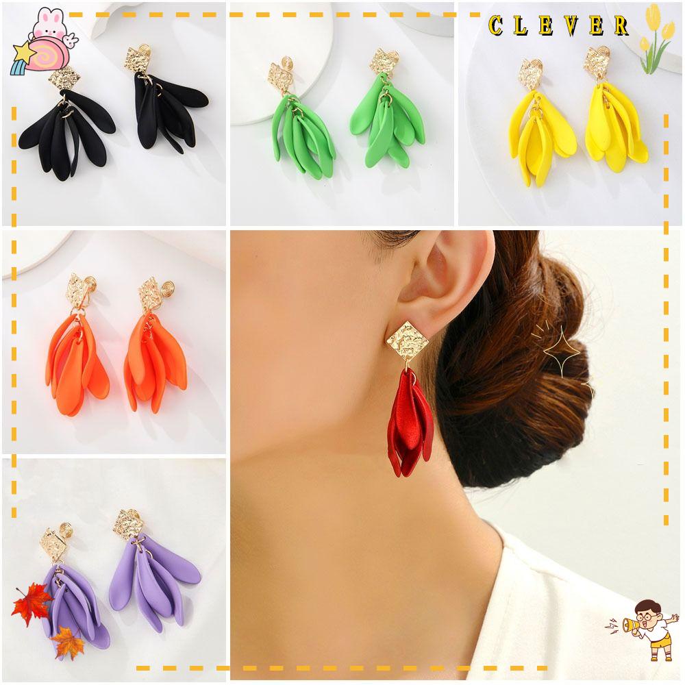 CLEVER Bông Tai Dáng Dài Hình Cánh Hoa Thời Trang Sang Trọng Cho Đám Cưới