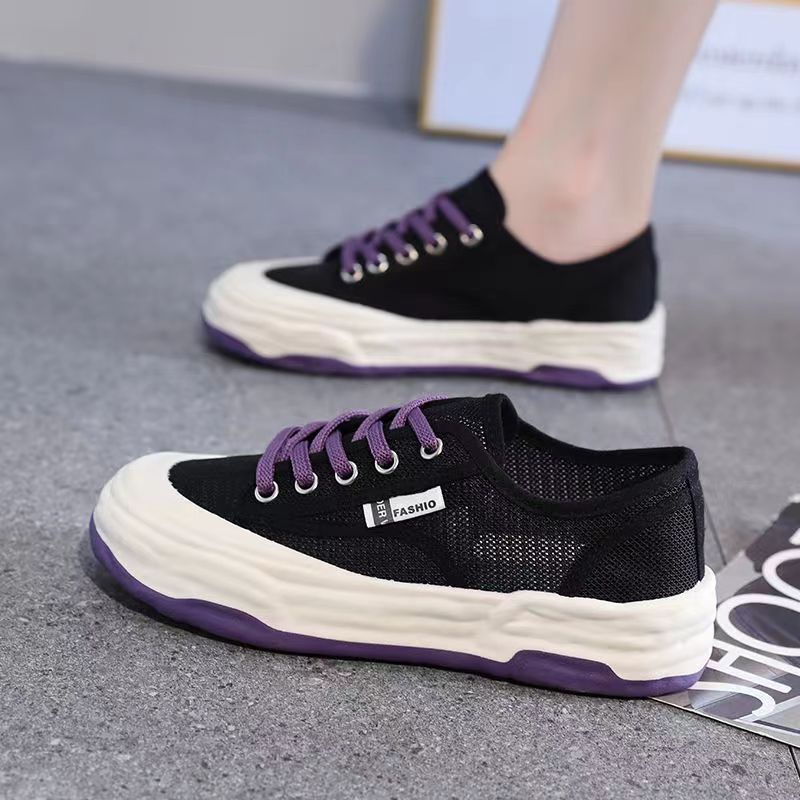 Giày Thể Thao Vải Canvas Đế Dày Phối Lưới Thời Trang Mùa Hè 2023 Cho Nữ