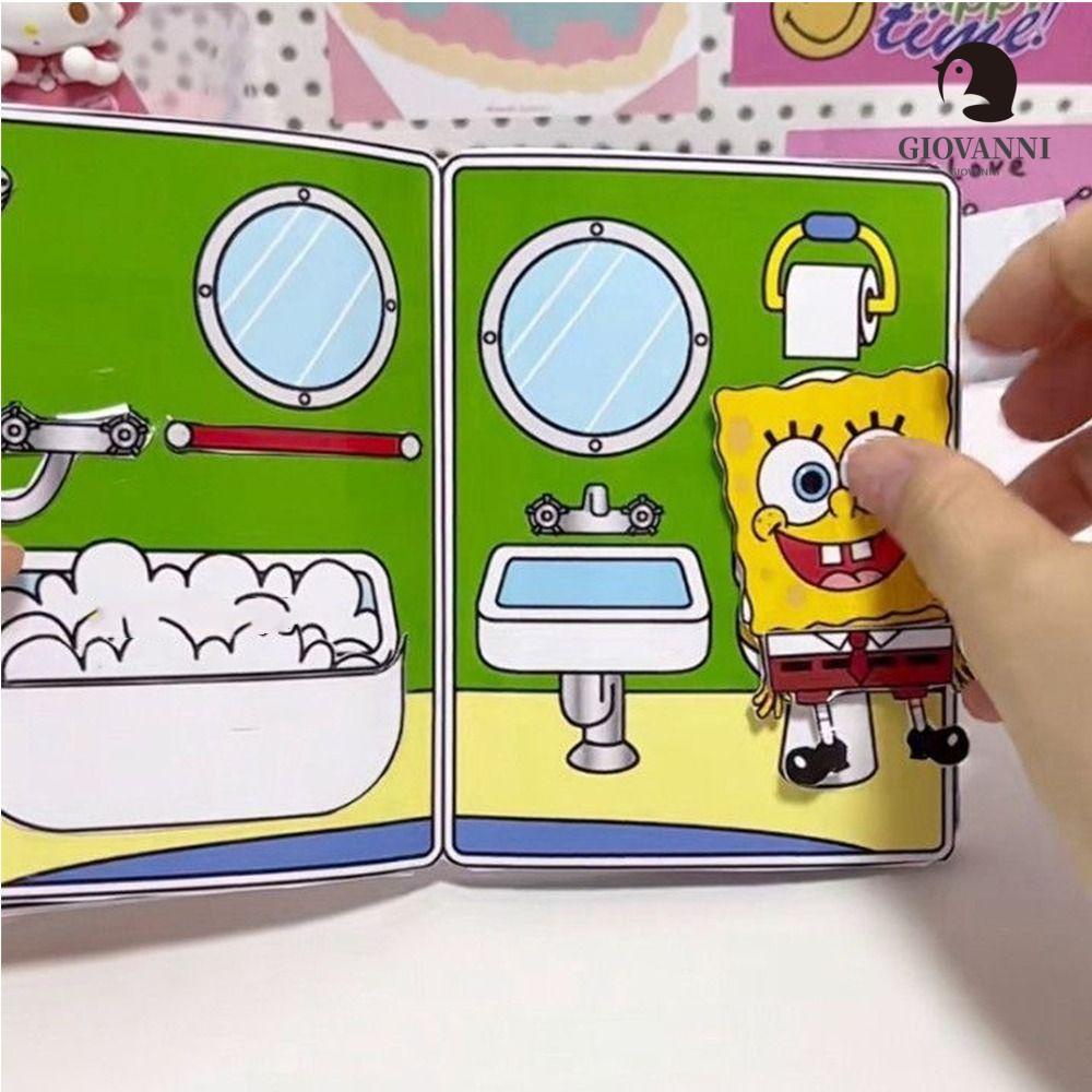 GIOVANNI Sách Giấy Cotton Hoạt Hình SpongeBob Thủ Công Sáng Tạo Cho Bé