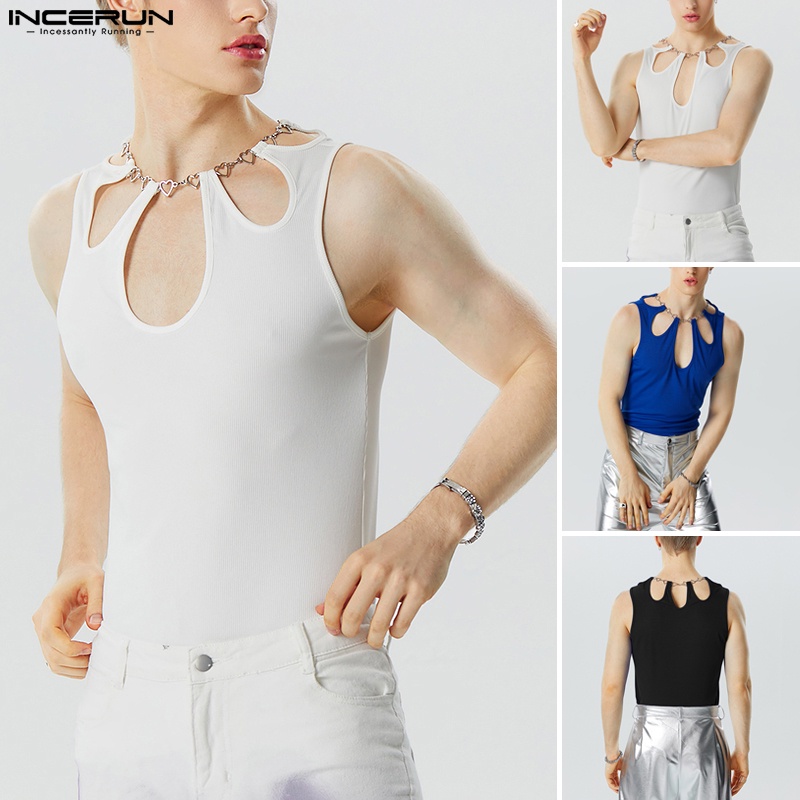 INCERUN Áo Tank Top Màu Trơn Kiểu Vintage Thời Trang Cho Nam
