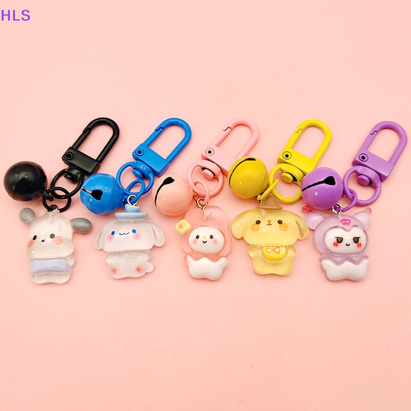 SANRIO Móc Khóa Hình Mèo Kitty / Chó Cinnamon / Cún Cinnamon / Kuromi Melody Có Chuông Dễ Thương