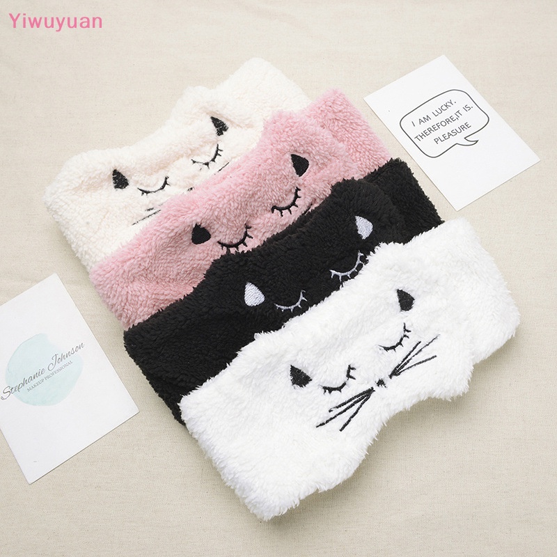 Băng Đô Cài Tóc Rửa Mặt Hình Mèo Bằng Lông Cừu San Hô Dễ Thương Cho Nữ