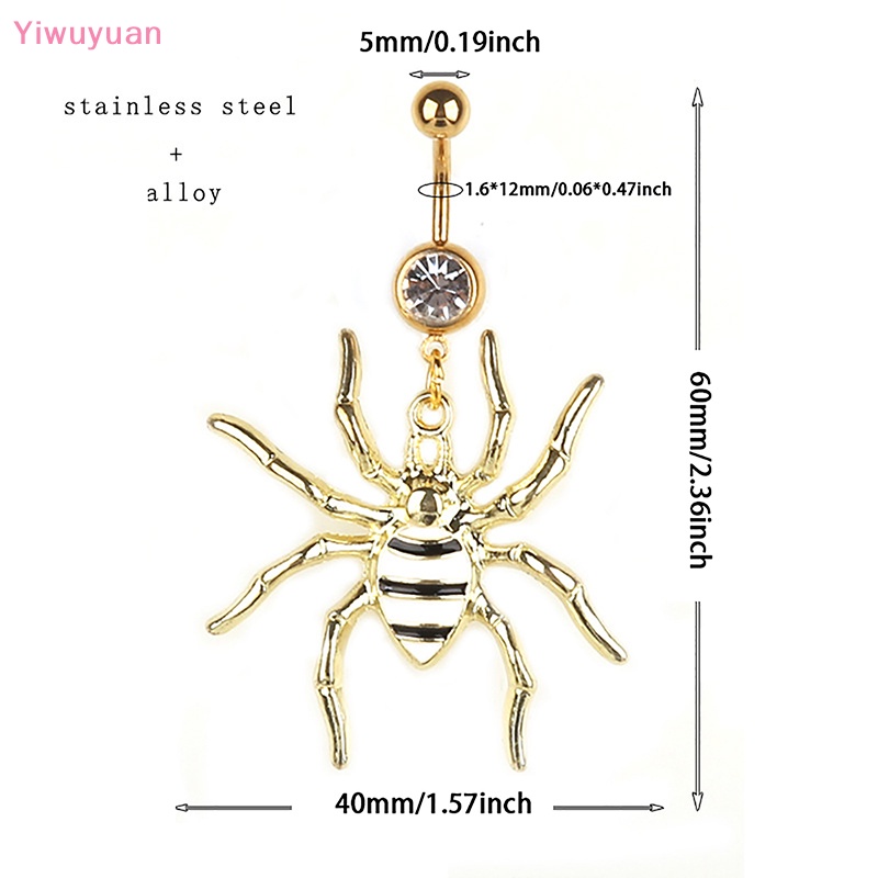 Khuyên Rốn Thép Không Gỉ Hình Nhện Đính Đá Thời Trang Mới