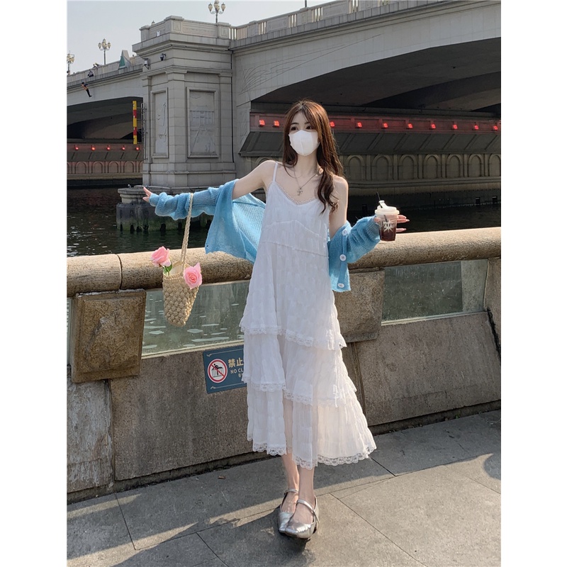 Đầm Hai Dây Xếp Tầng Phong Cách Hàn Quốc Thời Trang Đi Biển Mùa Hè Cho Bé Gái